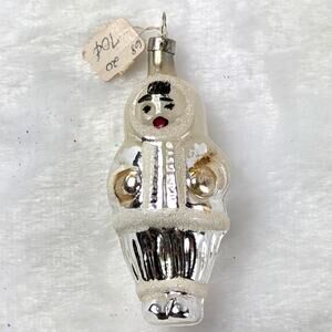 Vtg Mercury Glass Christmas Ornament Eskimo Inuit Czech Mouth Blown Original Tag